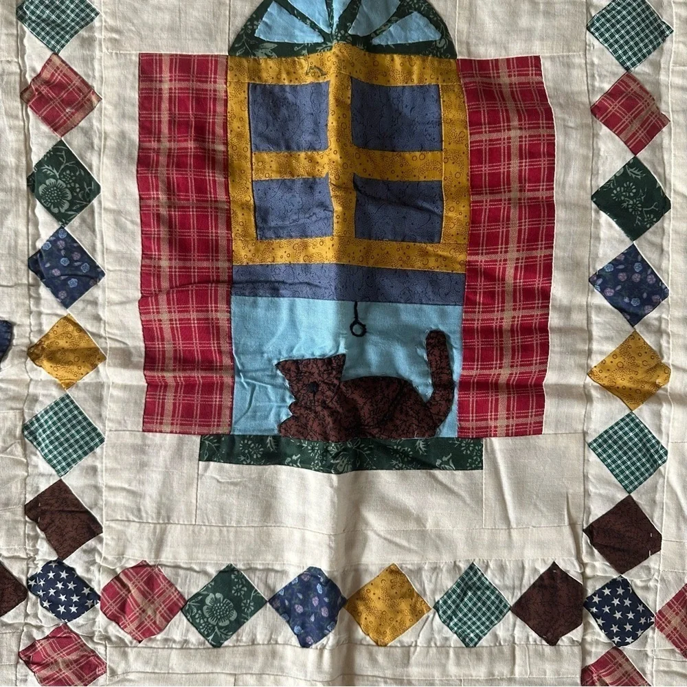 Vintage Cotton Small Patchwork Quilt Village Home Cozy Vibe